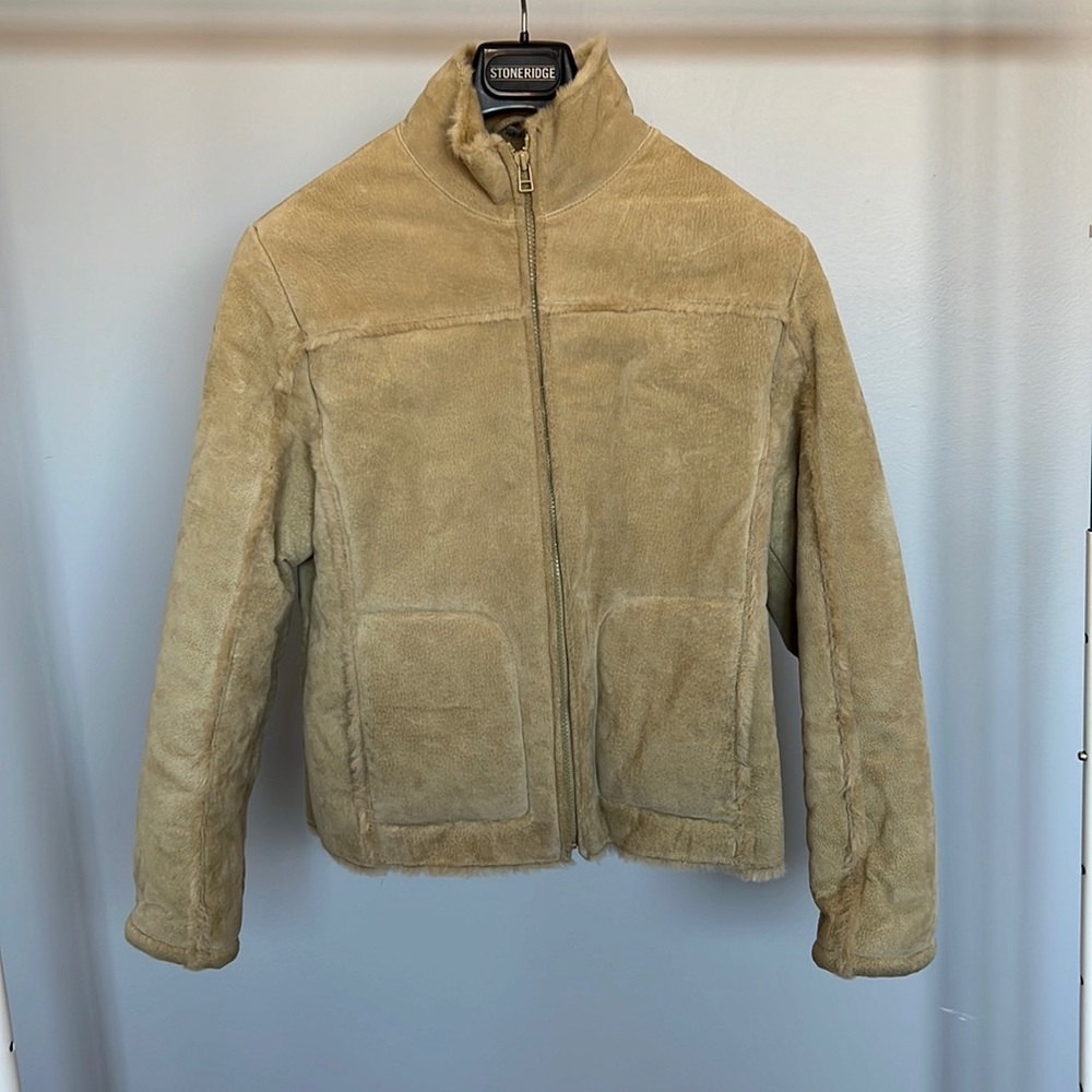 Beige Suede Sherpa jacket